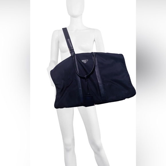 Prada Tessuto Weekender Nylon & Saffiano Leather Trim Duffle VERY LARGE - Picture 2 of 11